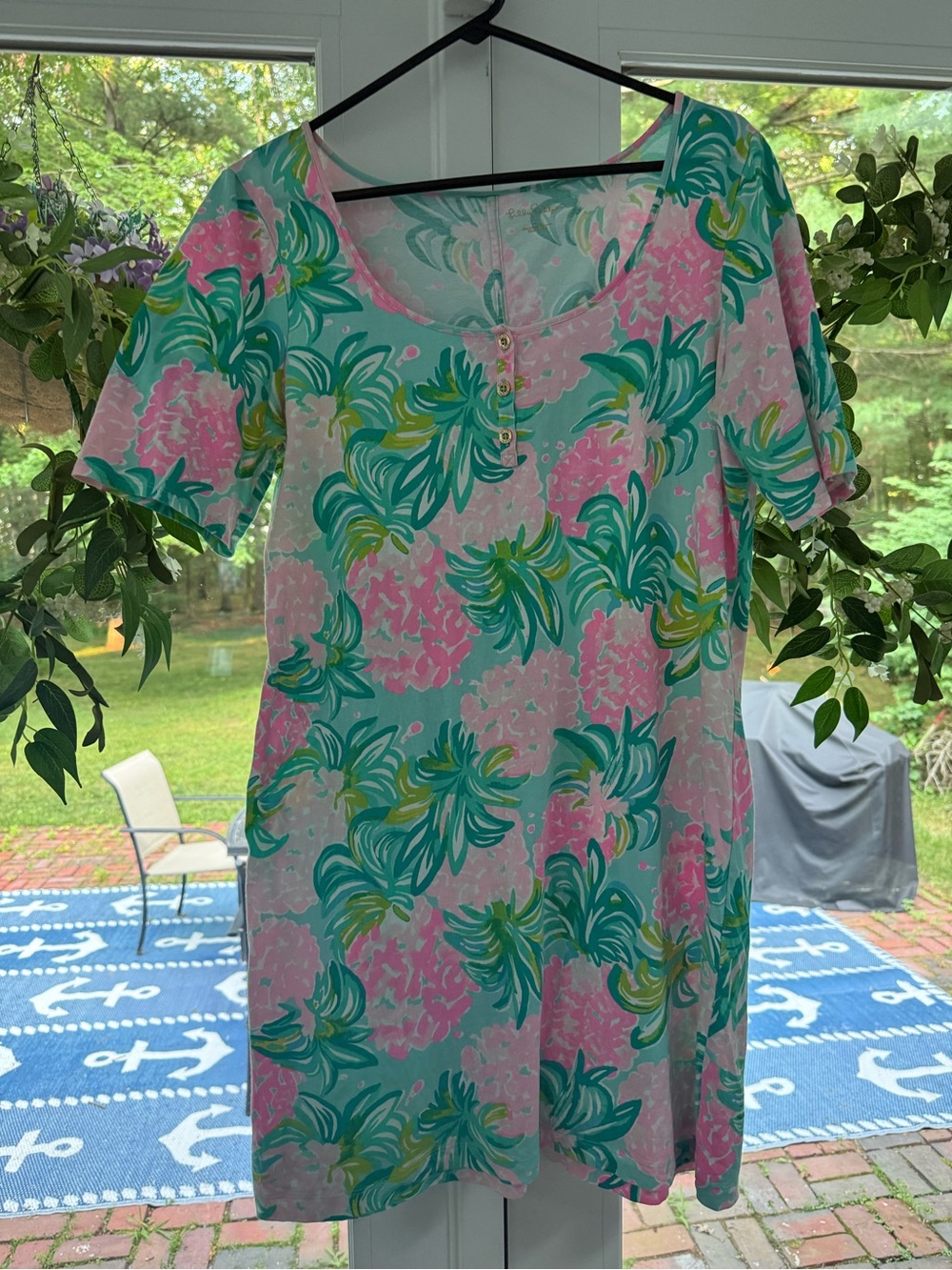 Lilly Pulitzer Pink & Teal Tropical Swim Cover-Up/ Dress - Picture 2 of 7